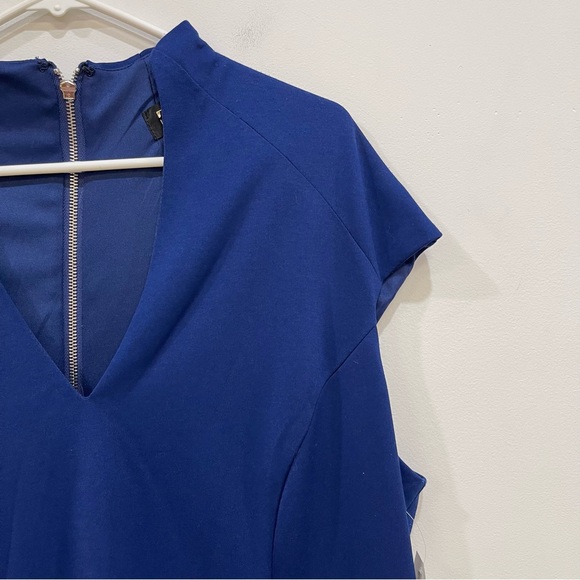 Alexia Admor Katrina Split Neck Ponte Knit Sheath Dress Blue NWT Womens 2X - Picture 4 of 11